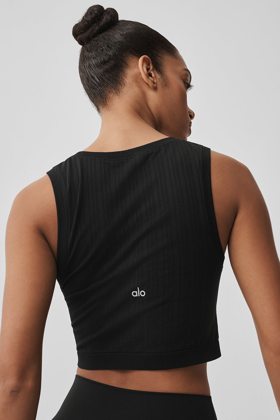 Alo Yoga Seamless Pointelle Tank  -  Black
