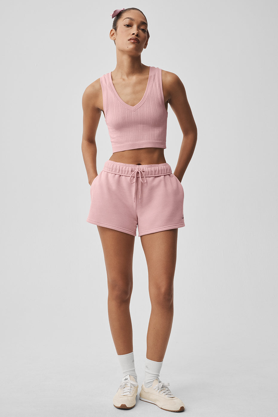 Alo Yoga Seamless Pointelle Tank  -  Vintage Pink