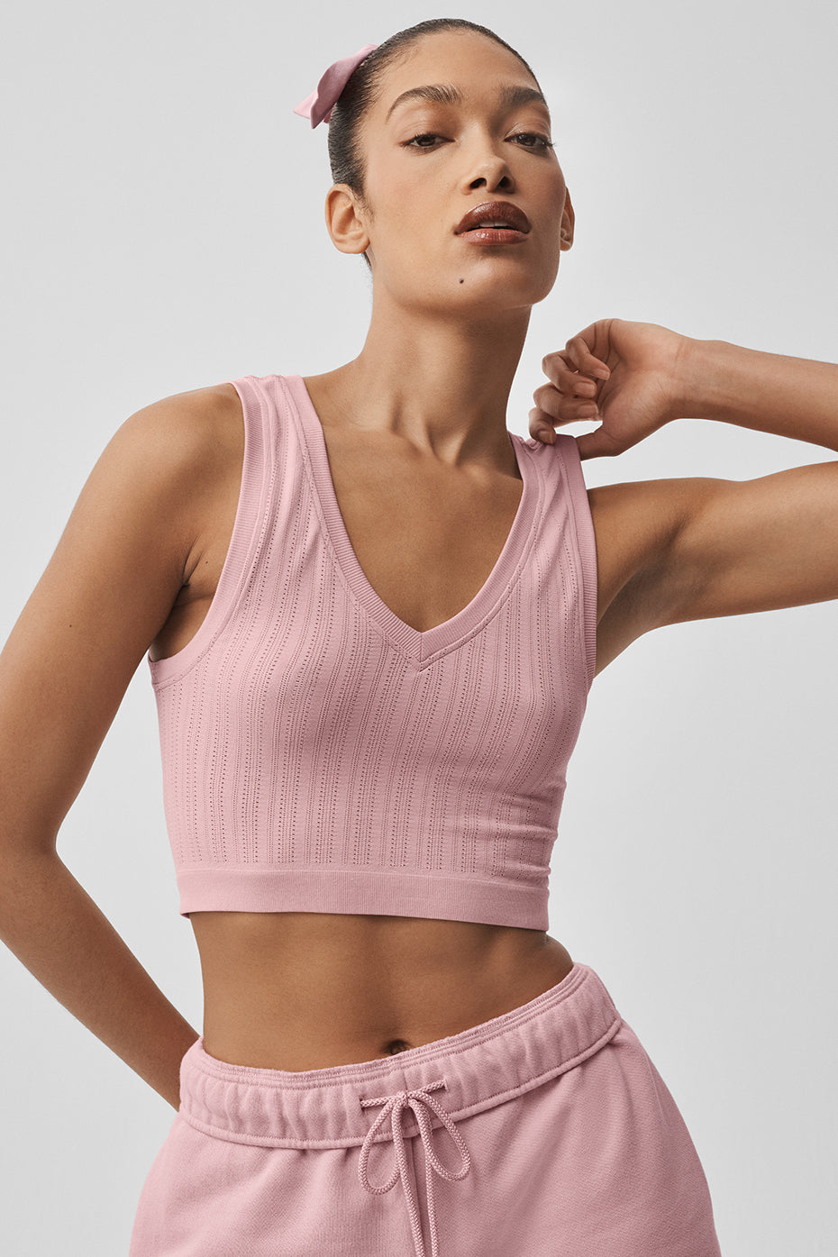 Alo Yoga Seamless Pointelle Tank  -  Vintage Pink