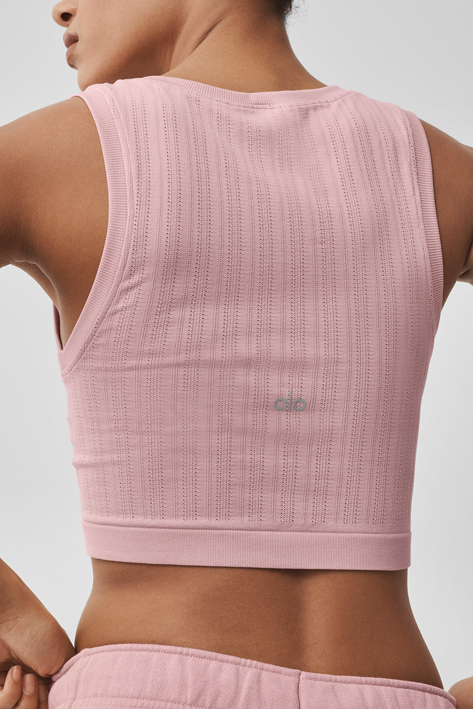 Alo Yoga Seamless Pointelle Tank  -  Vintage Pink