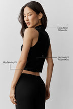 Alo Yoga Sweater Knit Unwind Sleeveless Top  -  Black