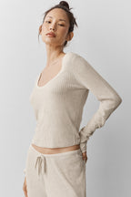 Alo Yoga Sweater Knit Unwind Long Sleeve  -  Oatmeal Heather