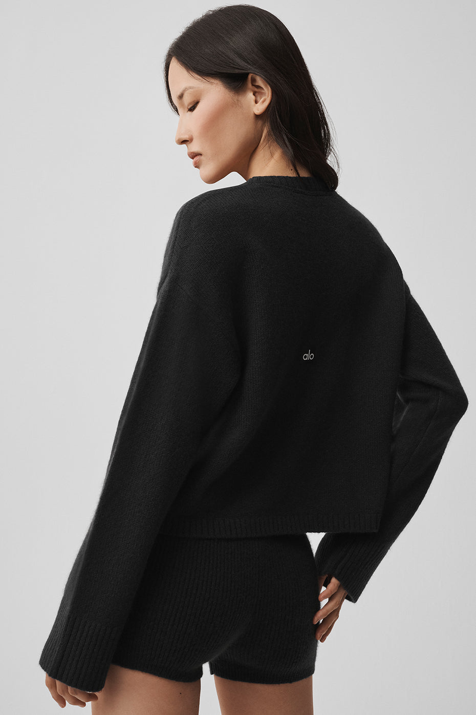 Alo Yoga Wool Cashmere New Class Tie Cardigan  -  Black