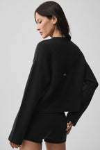Alo Yoga Wool Cashmere New Class Tie Cardigan  -  Black