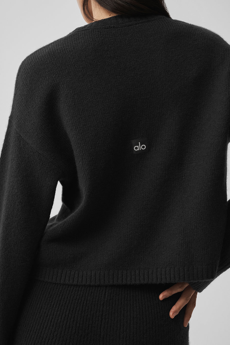 Alo Yoga Wool Cashmere New Class Tie Cardigan  -  Black