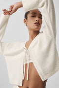 Alo Yoga Wool Cashmere New Class Tie Cardigan  -  Ivory