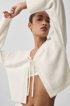 Alo Yoga Wool Cashmere New Class Tie Cardigan  -  Ivory