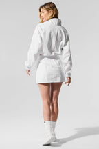 Alo Yoga Cropped 1/4 Zip Alumni Pullover  -  White