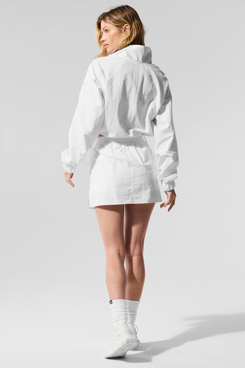 Alo Yoga Cropped 1/4 Zip Alumni Pullover  -  White