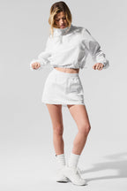 Alo Yoga Cropped 1/4 Zip Alumni Pullover  -  White