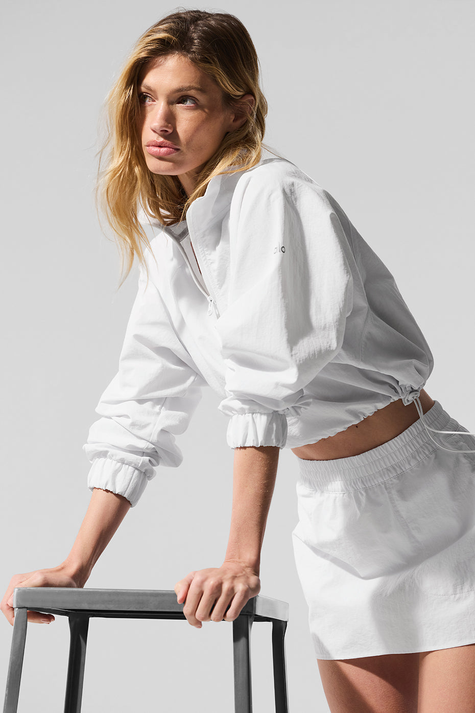 Alo Yoga Cropped 1/4 Zip Alumni Pullover  -  White
