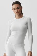 Alo Yoga Ribbed Modal Long Sleeve  -  White