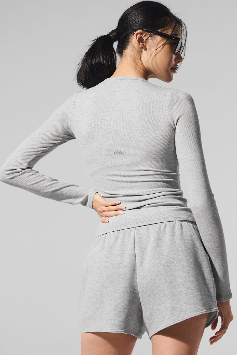 Alo Yoga Ribbed Modal Long Sleeve  -  Athletic Heather Grey