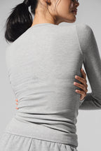 Alo Yoga Ribbed Modal Long Sleeve  -  Athletic Heather Grey