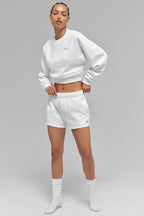 Alo Yoga Cropped Accolade Crewneck -  White