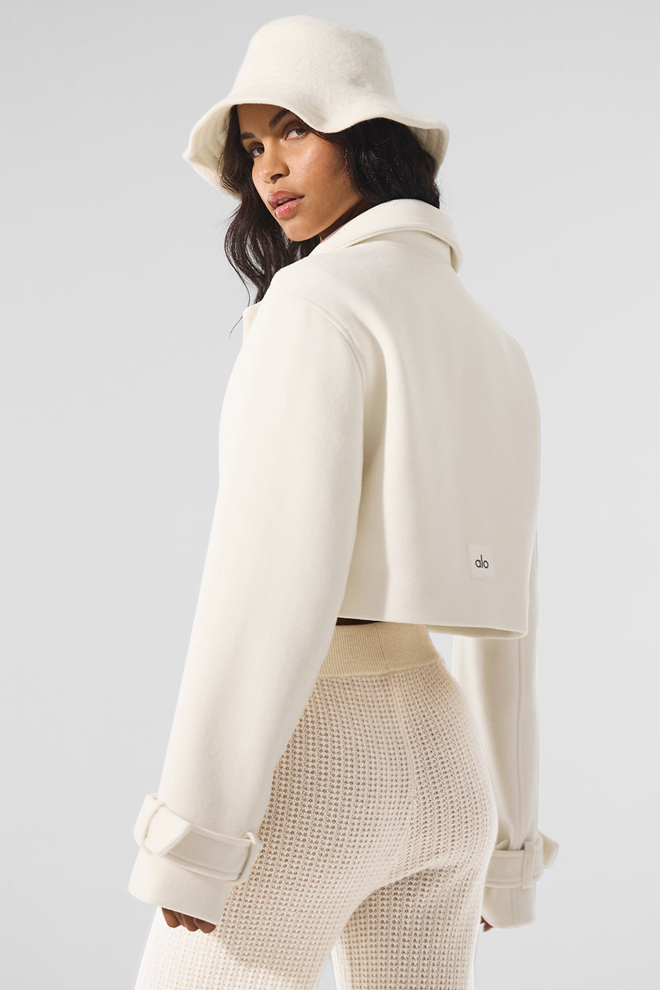 Alo Yoga Wool Cropped Metro Trench  - Ivory