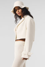 Alo Yoga Wool Cropped Metro Trench  - Ivory