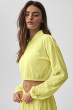 Alo Yoga Cropped Breezy Full-Zip Cover Up  -  Sunshine