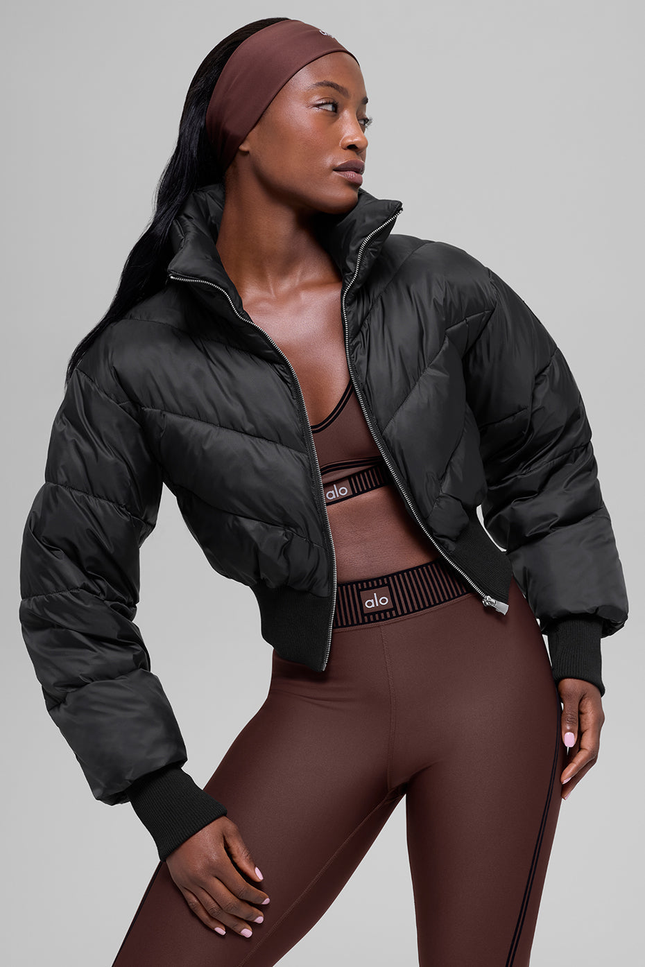 Alo Yoga Cropped Atmosphere Puffer  -  Black