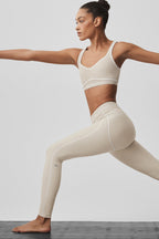 Alo Yoga Alosoft High-Waist Heart Throb Legging  -  Oatmeal Heather/White