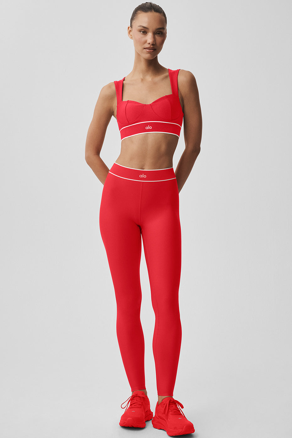 Alo Yoga Airlift High-Waist Alignment Legging  -  Bright Red/White