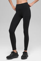 Alo Yoga Seamless High-Waist Two Tone Rib Legging  -  Black