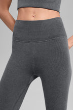 Alo Yoga Seamless High-Waist Two Tone Rib Legging  -  Dark Misty Grey Heather