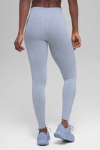 Alo Yoga Seamless High-Waist Two Tone Rib Legging  -  Winter Frost Heather