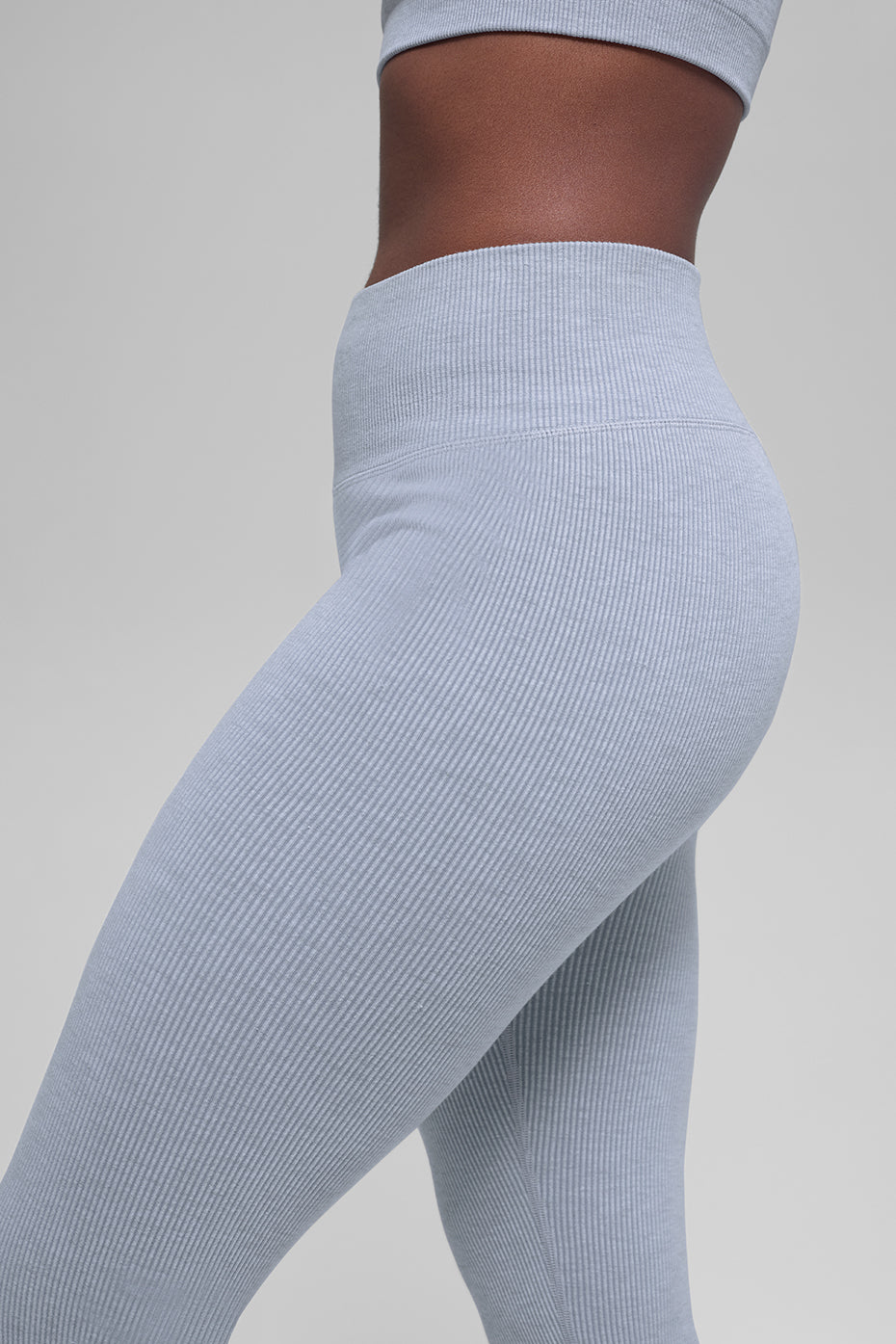 Alo Yoga Seamless High-Waist Two Tone Rib Legging  -  Winter Frost Heather