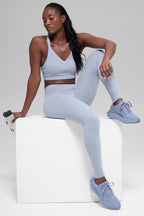 Alo Yoga Seamless High-Waist Two Tone Rib Legging  -  Winter Frost Heather