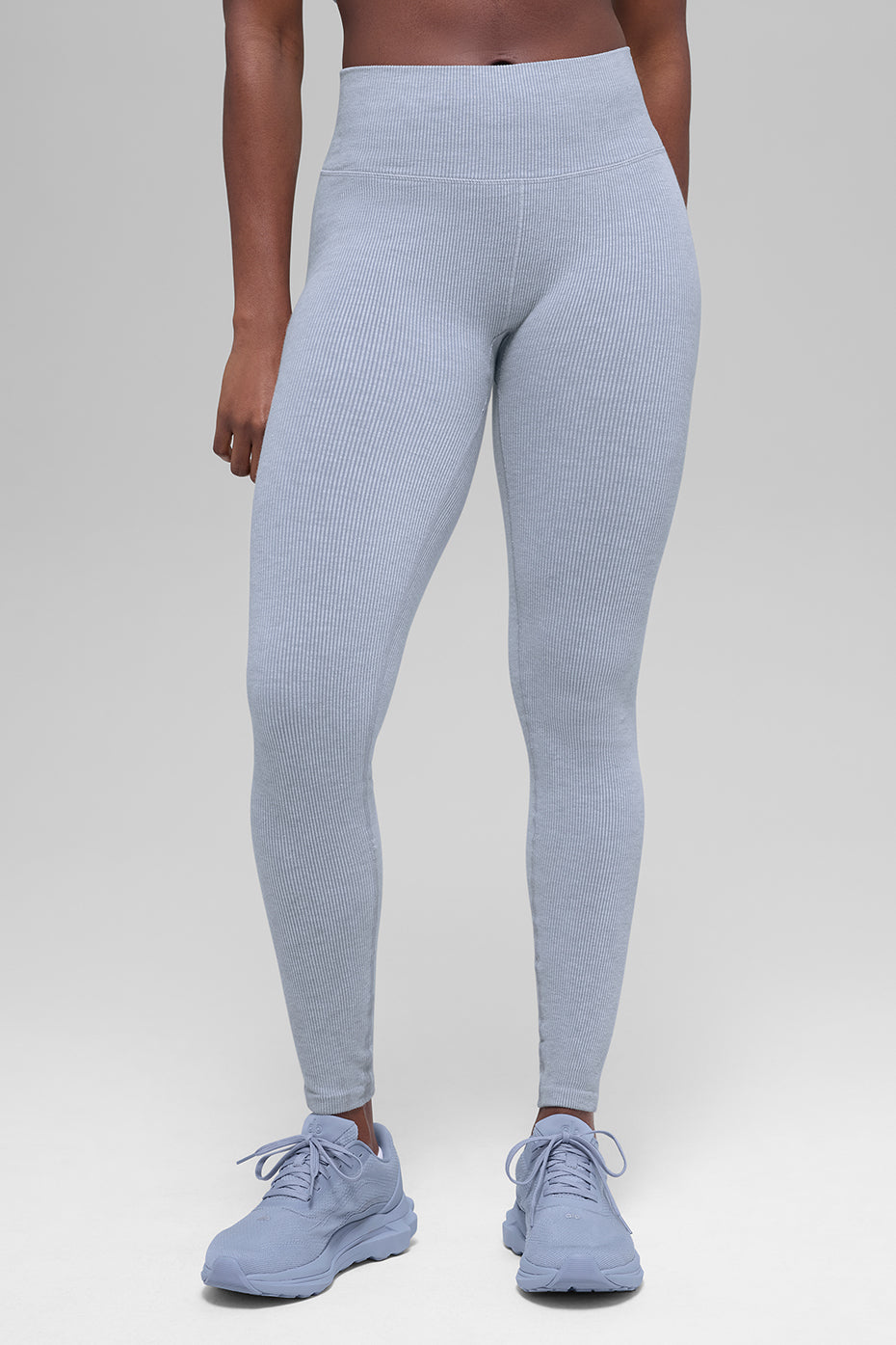 Alo Yoga Seamless High-Waist Two Tone Rib Legging  -  Winter Frost Heather
