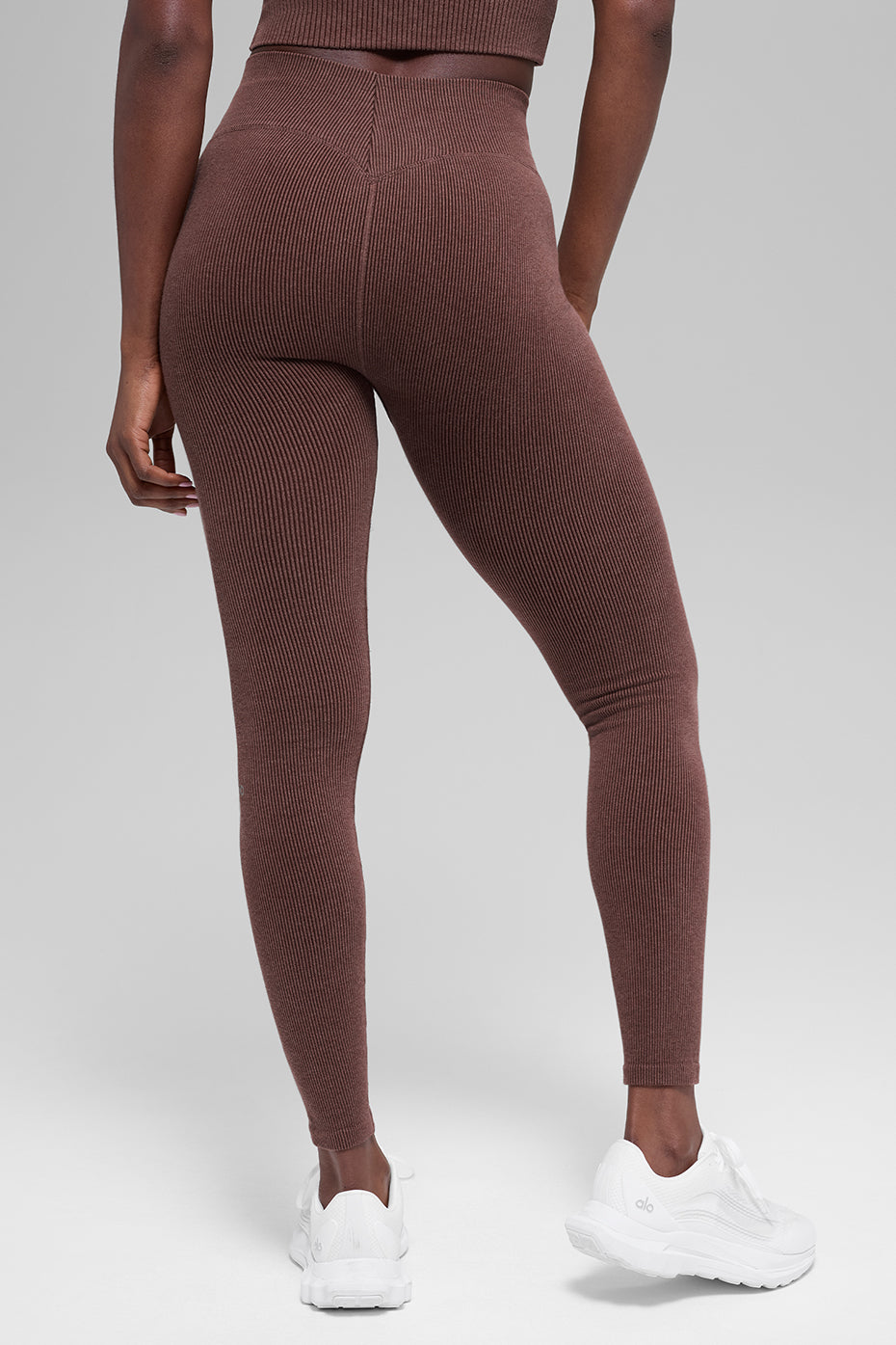 Alo Yoga Seamless High-Waist Two Tone Rib Legging  -  Brownstone Heather