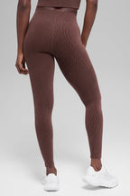 Alo Yoga Seamless High-Waist Two Tone Rib Legging  -  Brownstone Heather