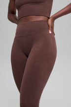 Alo Yoga Seamless High-Waist Two Tone Rib Legging  -  Brownstone Heather
