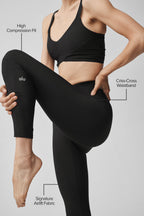 Alo Yoga Airlift High-Waist 7/8 Horizon Legging  -  Black