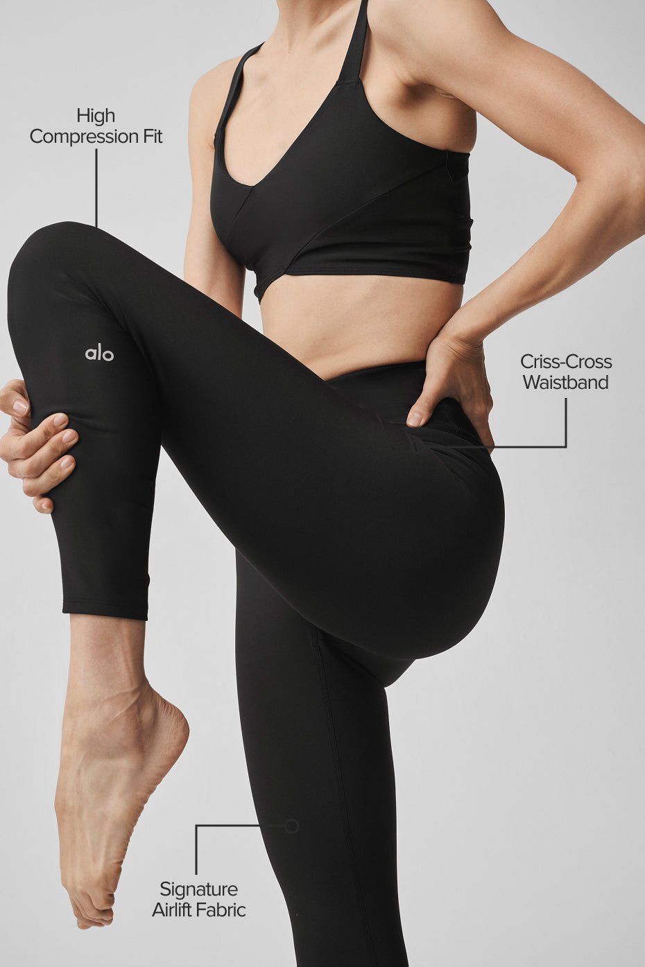 Alo Yoga Airlift High-Waist 7/8 Horizon Legging  -  Black