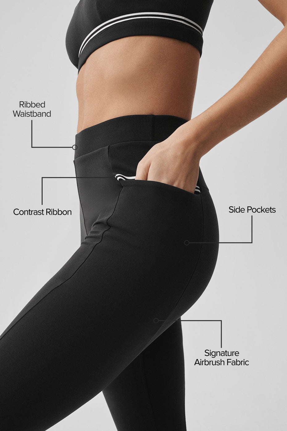 Alo Yoga Airbrush High-Waist Fast Track Legging  -  Black/White