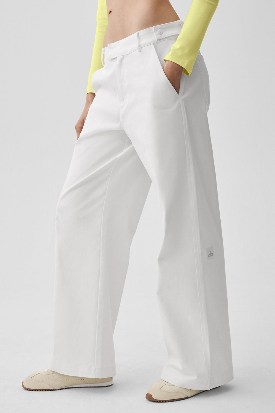 Alo Yoga High Road Straight Leg Pant  -  White