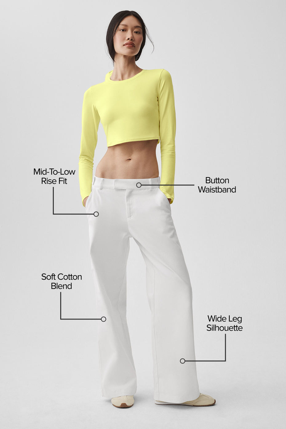 Alo Yoga High Road Straight Leg Pant  -  White