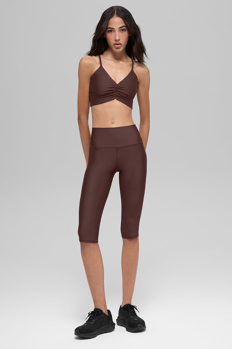 Alo Yoga Women's 16'' High-Waist Airlift Capri  -  Brownstone