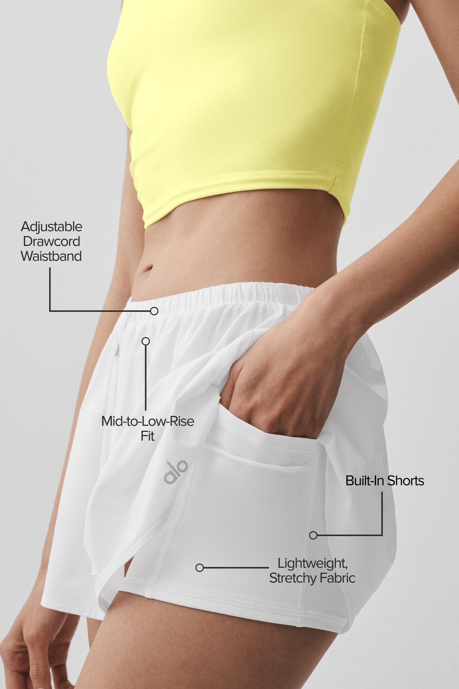 Alo Yoga Breezy Tennis Skirt  -  White