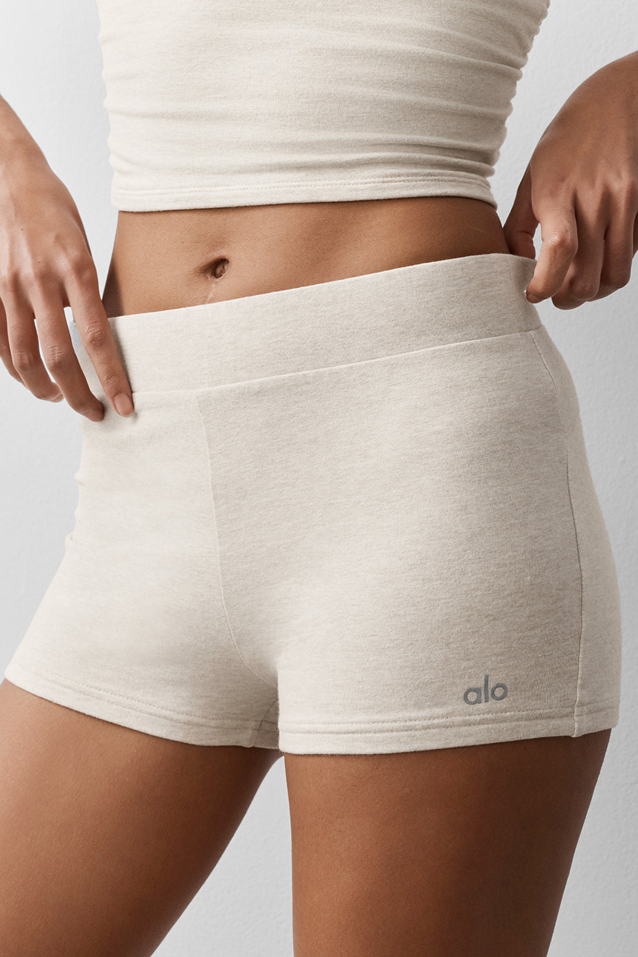 Alo Yoga Sway My Way Micro Short  -  Oatmeal Heather