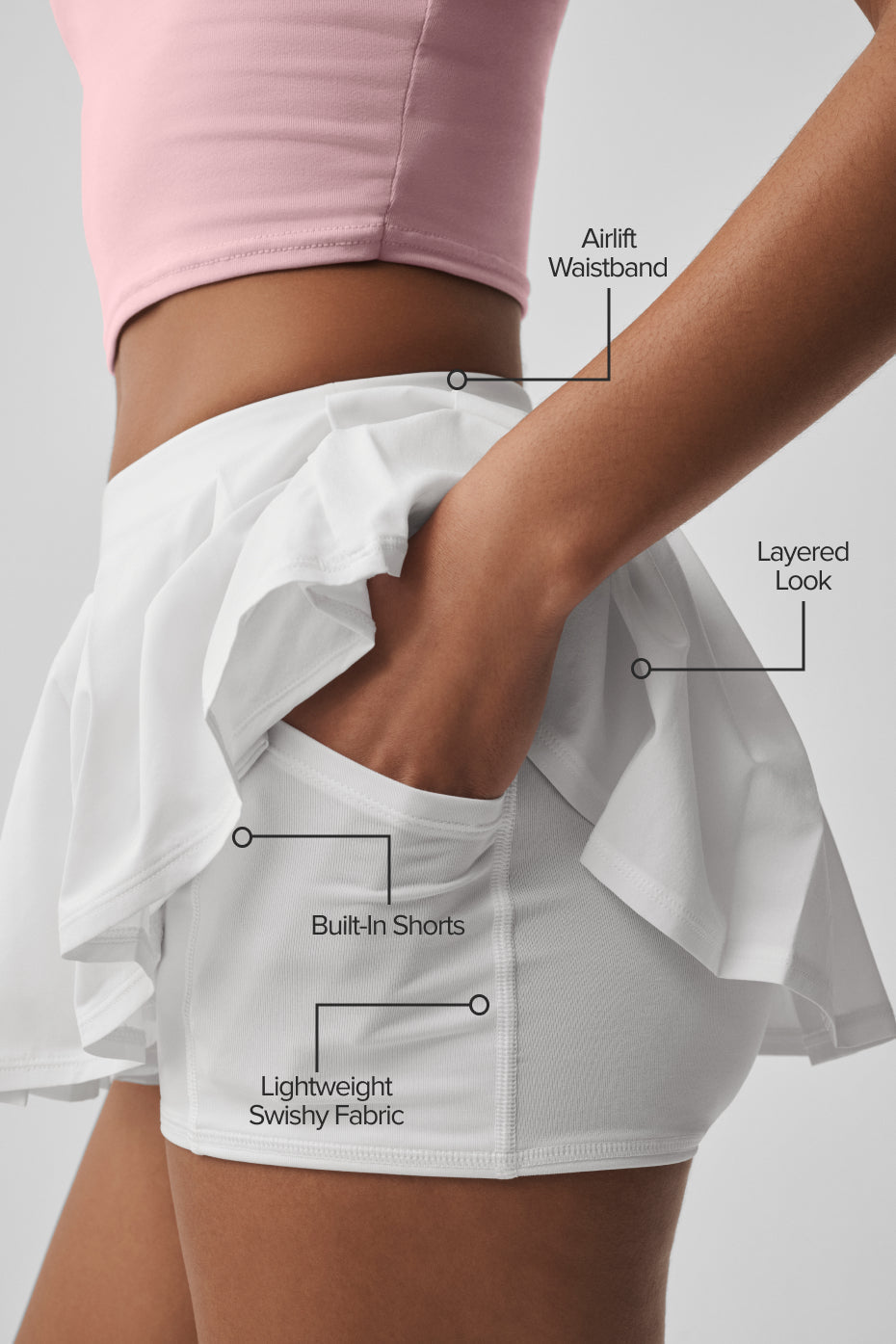 Alo Yoga Double Or Nothing Tennis Skirt  -  White