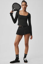 Alo Yoga Double Or Nothing Tennis Skirt  - Black