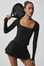 Alo Yoga Double Or Nothing Tennis Skirt  - Black