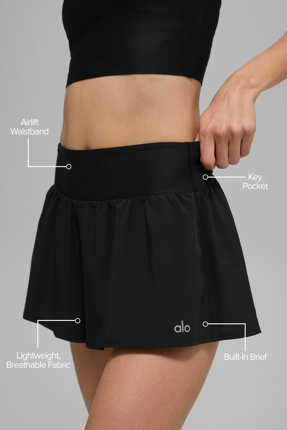 Alo Yoga Women's Victory Running Short  -  Black