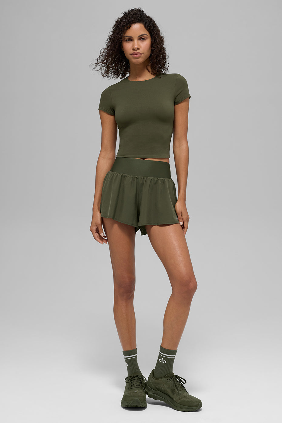 Alo Yoga Women's Victory Running Short  -  Green Olive