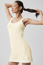 Alo Yoga Tennis Club Sweater Knit Dress  -  Oatmeal/White