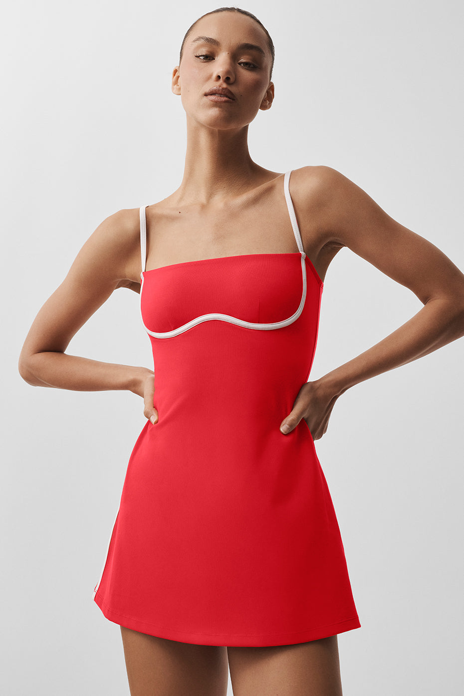 Alo Yoga Airbrush Streamlined Dress  -  Bright Red/White