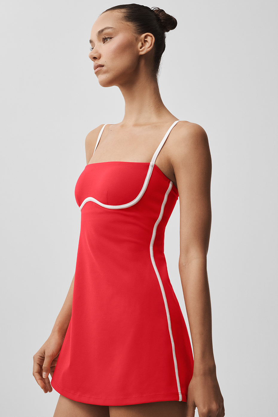 Alo Yoga Airbrush Streamlined Dress  -  Bright Red/White